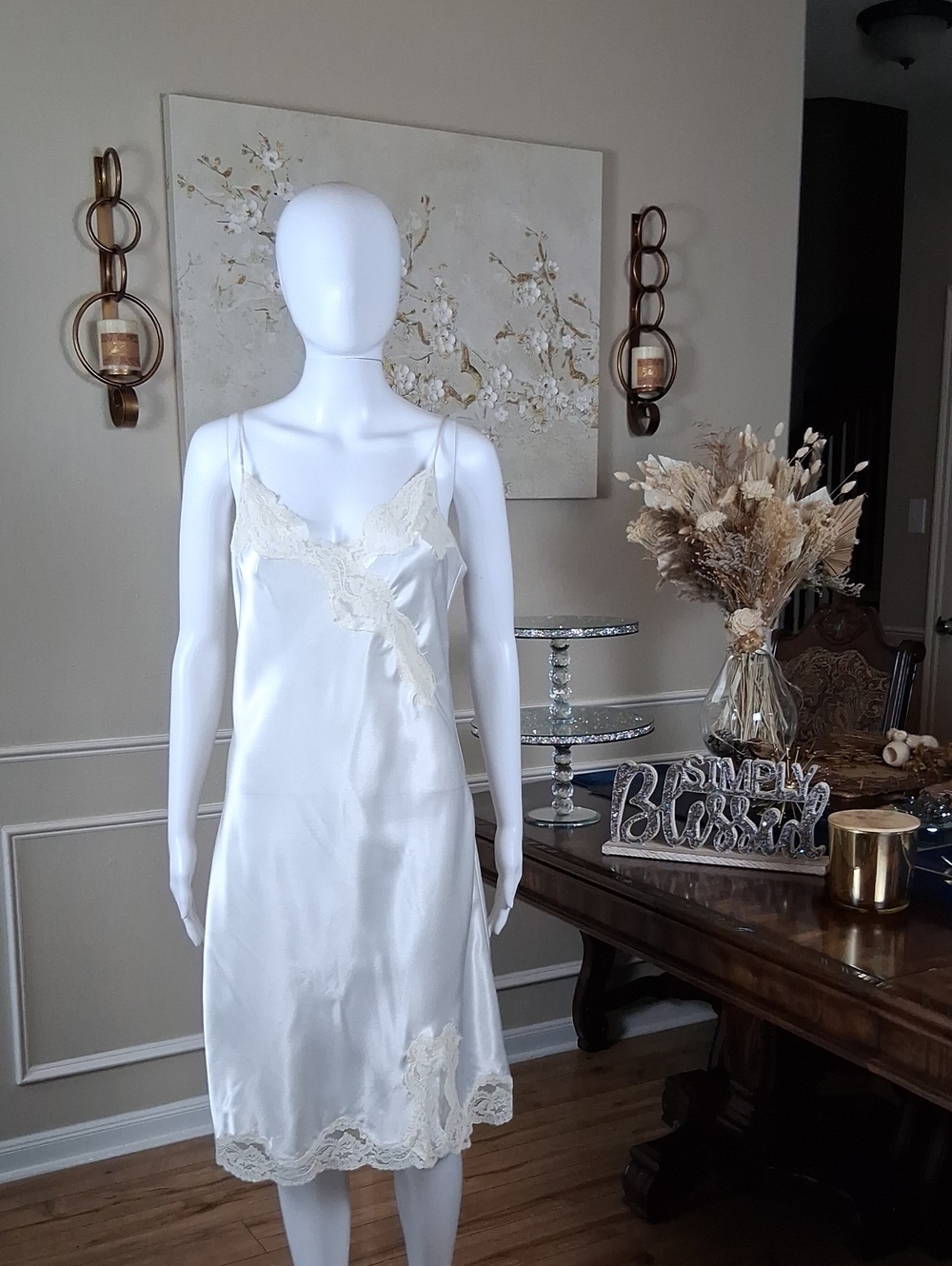 Victoria's Secret White Floral Lace Trim Slip Mini Dress Women's Lingerie Large - Picture 10 of 16